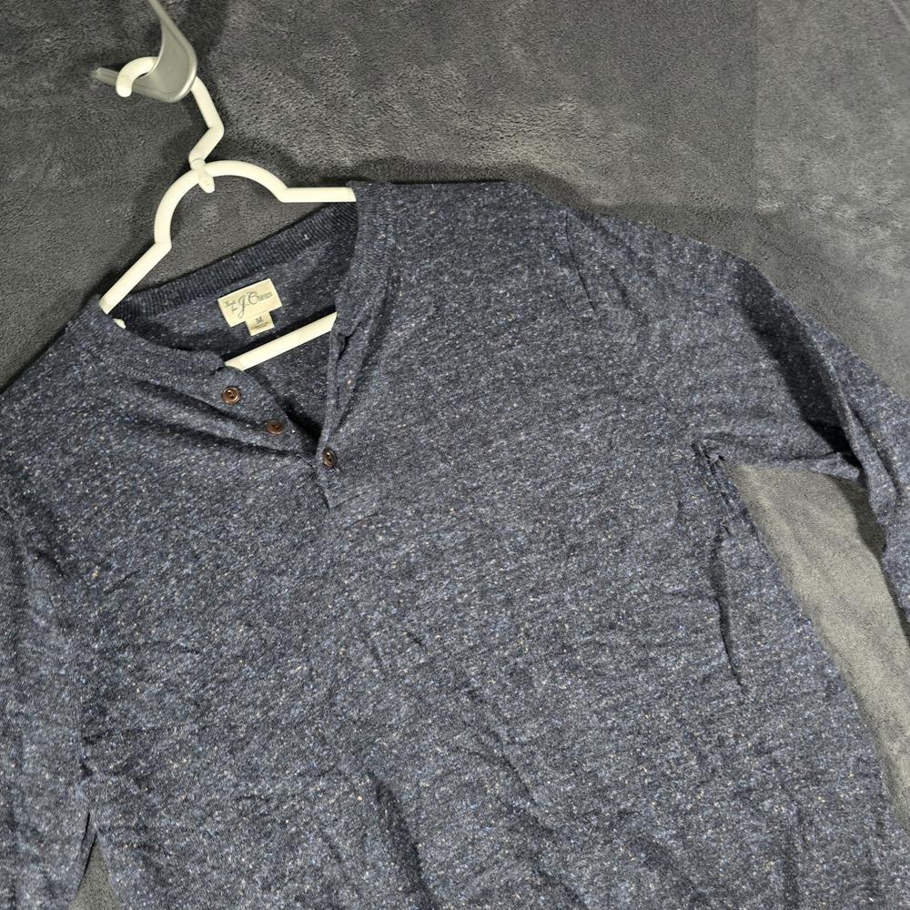 J. Crew Henley Shirt Knit Cotton Blend Long Sleeve Casual Blue‎ Medium